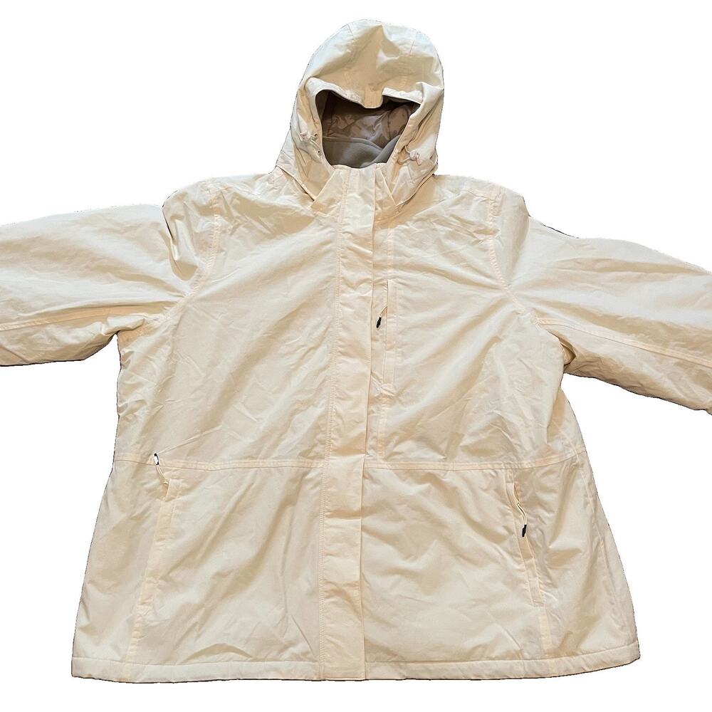 Lands’ End Squall Coat Womans 3X Cream Lined Hooded Pockets Winter Parka